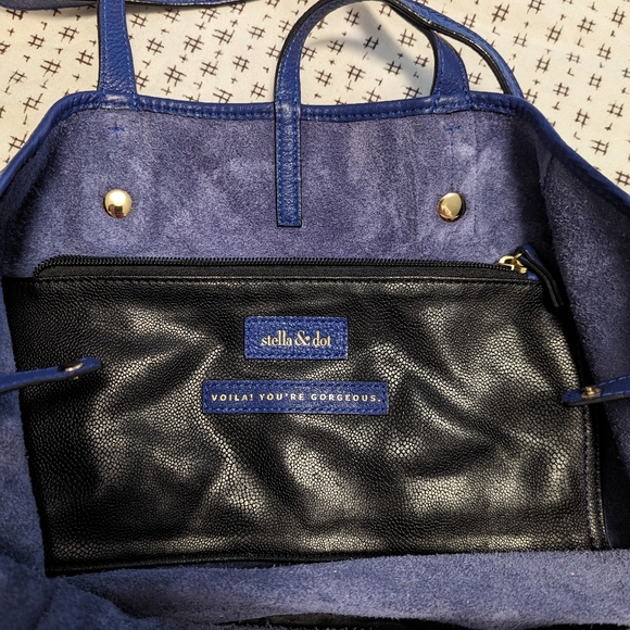 STELLA & DOT Cobalt Blue Paris Market Tote Bag - Picture 3 of 7